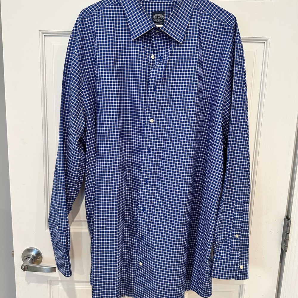 BROOKS BROTHERS BUTTON Blue Checkered Long Sleeve Shirt